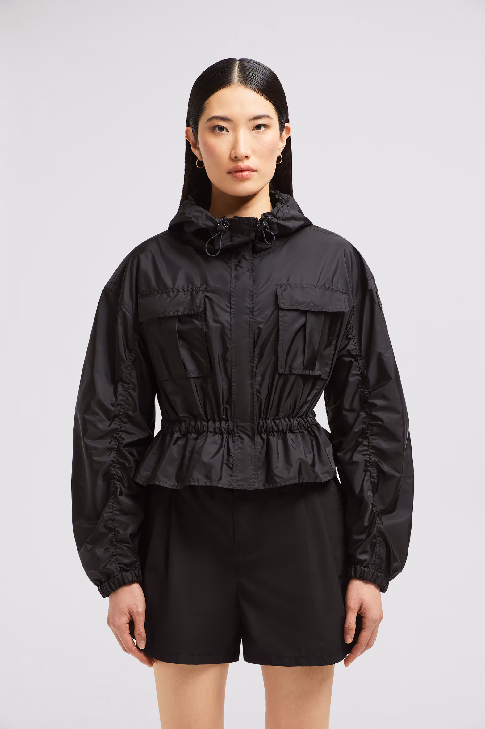 Chaqueta con peplo y capucha Curton Mujer Negro Moncler 3